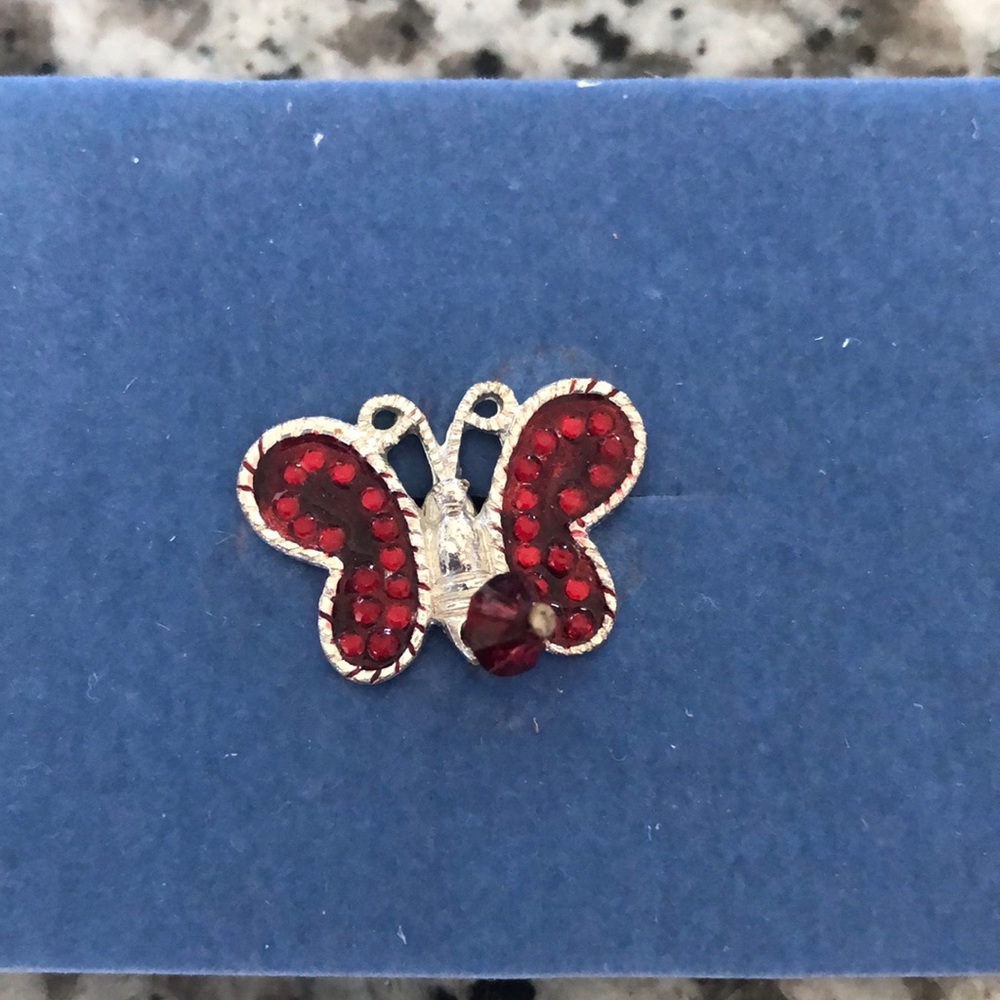 Avon January Birthstone Pin Garnet Red Butterfly
